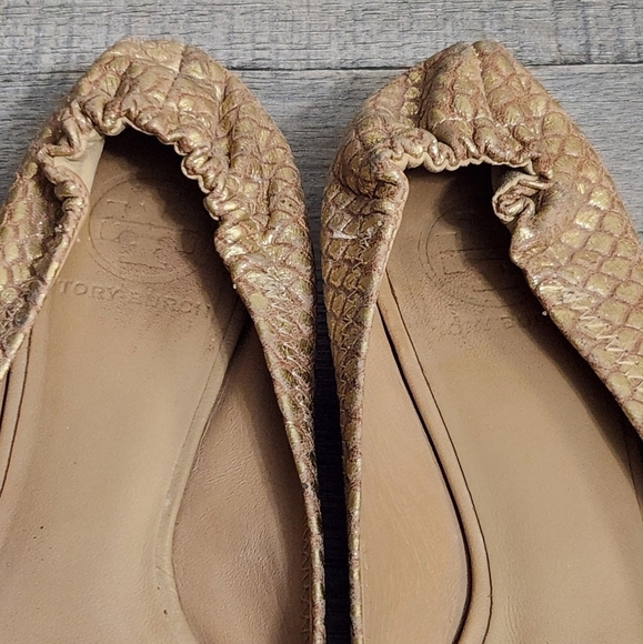 Tory Burch Reva Python Leather Flats - Picture 12 of 13